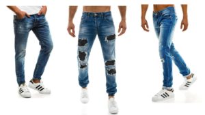 Dziurawe przetarte poszarpane jeansy