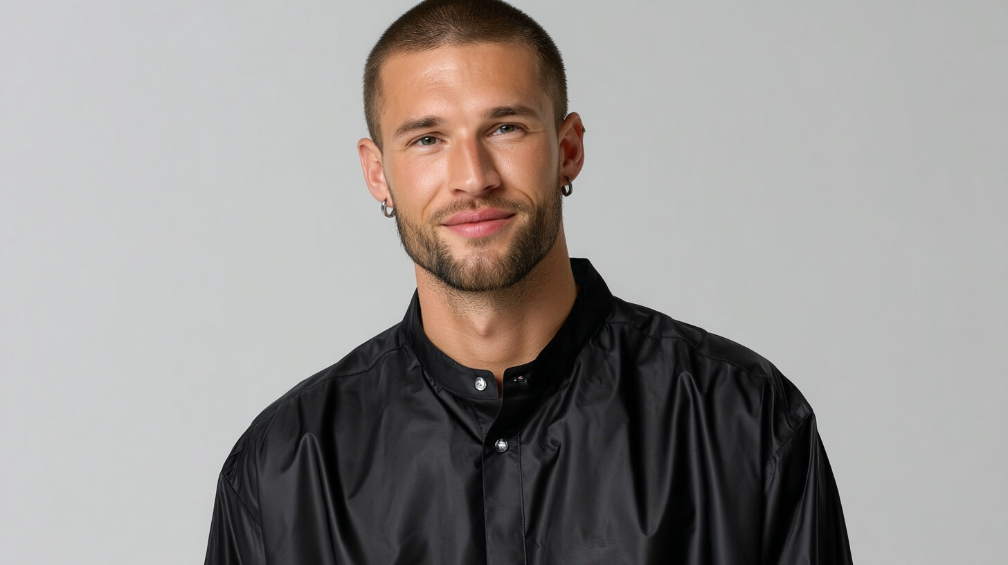 czarna koszula ze stójką męska