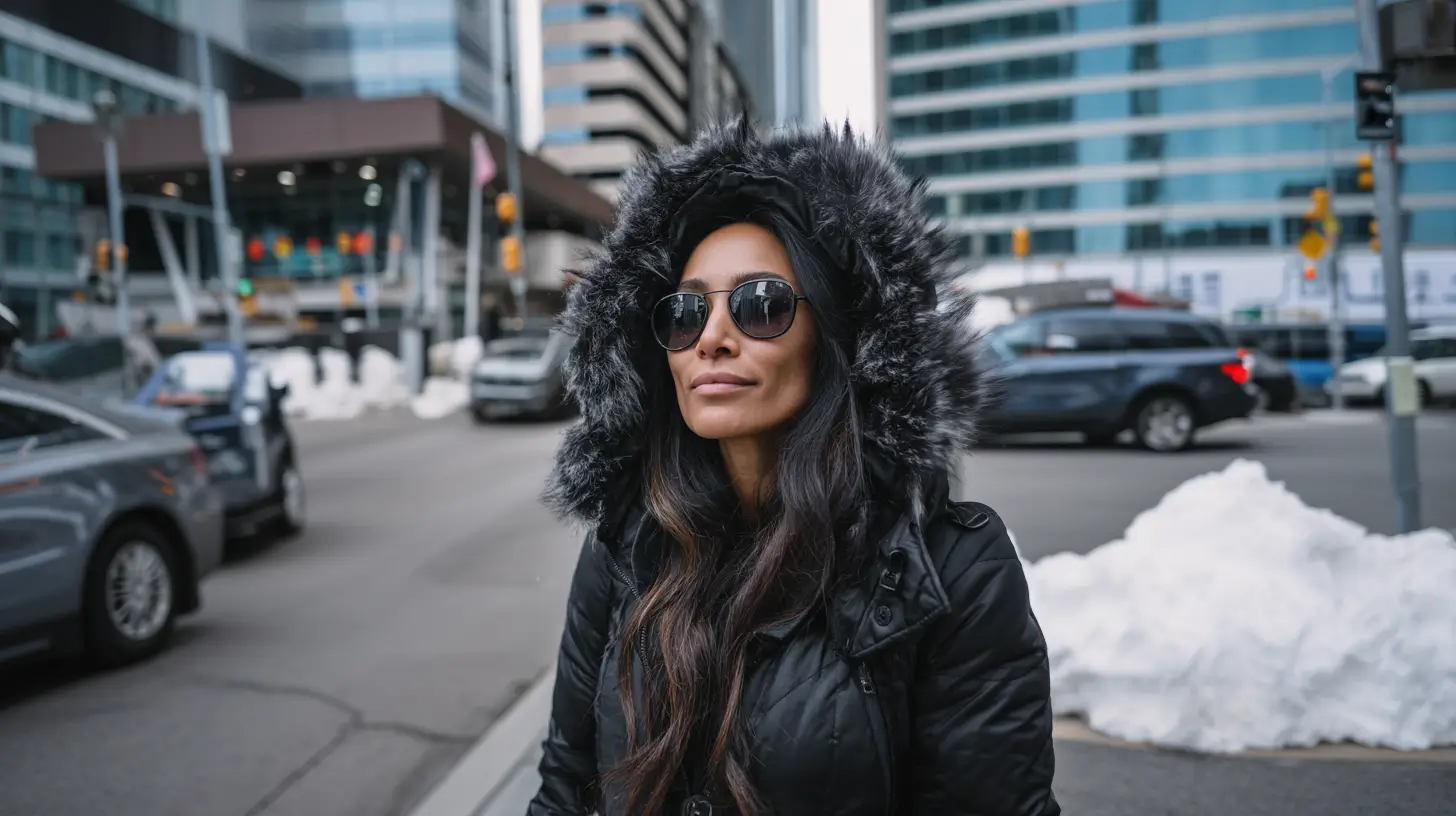 kobieta w czarnej kurtce zimowej