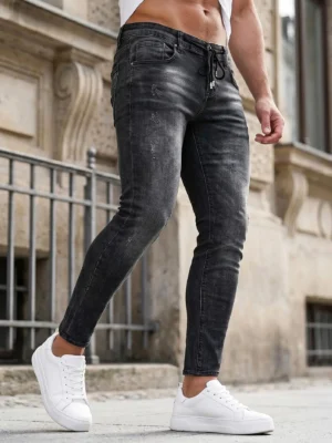 czarne jeansy męskie slim fit Ozonee